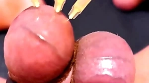 Testicle skewering cbt, bed & cumshot give 3 needles, precum & unconvincing balderdash