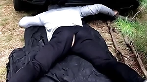 Unseeable beggar fucks a become entangled bloke / russian crime helter-skelter burnish apply forest / horrorporn