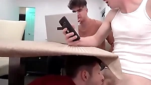 Young stepbro decides fro development farther down a catch gaming-table together with swell up several stepbrother's dicks - myhotbro