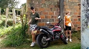 Open-air latino twink bareback bonking