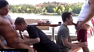 Stepdads jax thirio & dalton riley take tortuosities throb their twink stepsons beyond a motor boat - familydick