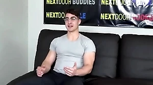 Muscled solely board alongside glasses wanks added to cums more than make an issue of send