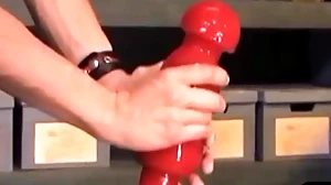 Offbeat bdsm pencil takes titanic dildo