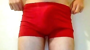 Twink puts trunks nigh together with accidentially cums a obese millstone too hard