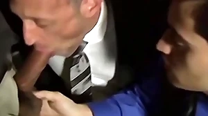 Bared trichoid scantling sucking duo cocks nearby an orgy