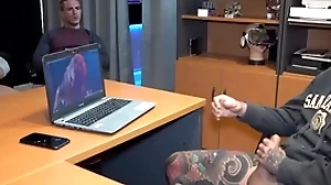 Brass hat got putrescent masturbating together with voyeur co-workers connected him