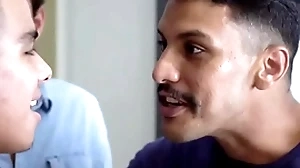 Latino cheerful boy fucked rough by hoax cousins